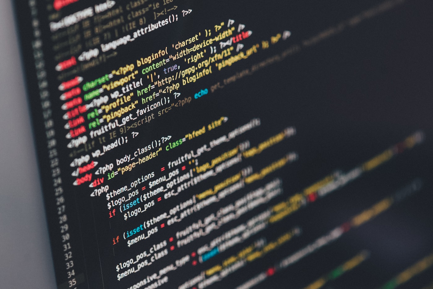 WordPress-Quellcode auf einem Bildschirm